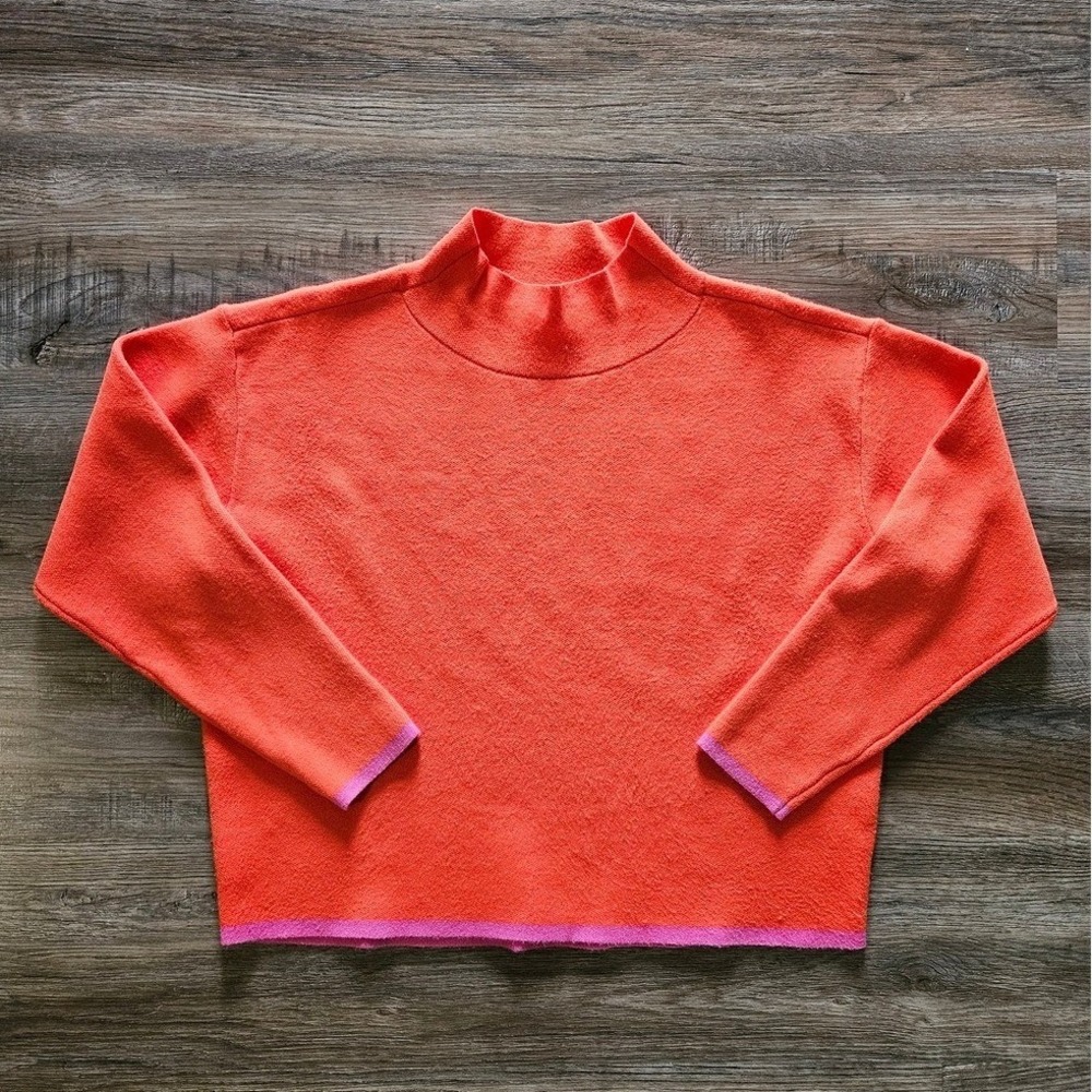 Maeve -Anthropologie - Orange & Pink‎ Trim Carys Mock Neck Sweater